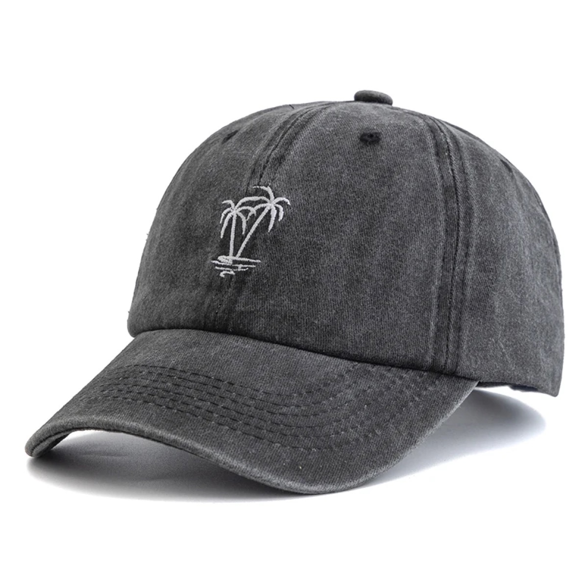 Washed Palm Tree Modern Cap - Black